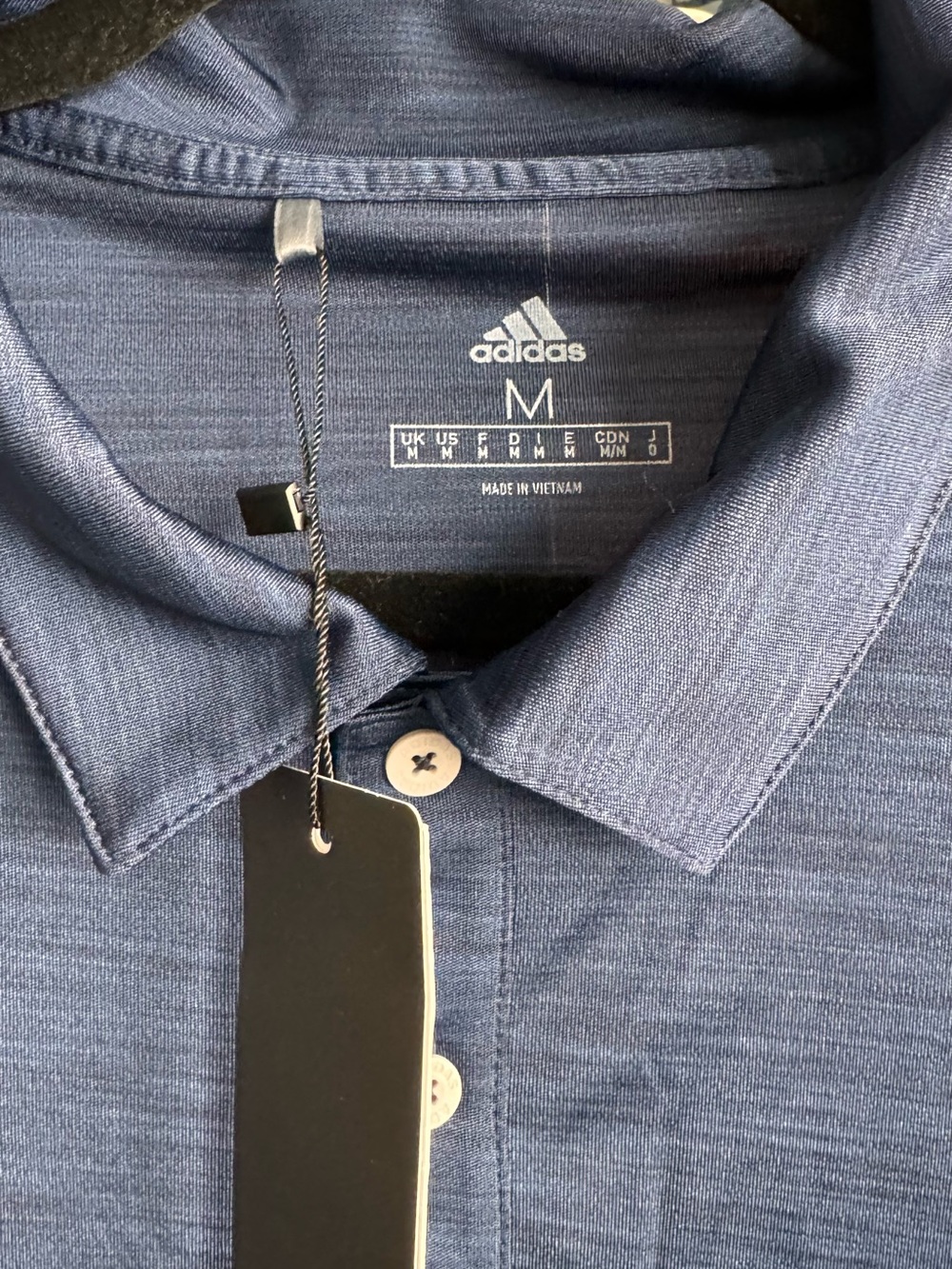 Adidas Men’s A402 Striped Golf Polo Collegiate Navy Melange Shirt NWT Size M - Picture 3 of 12